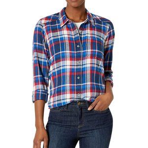 Kavu Plaid Flannel Long Sleeve Shirt - Medium - Blue/red/white